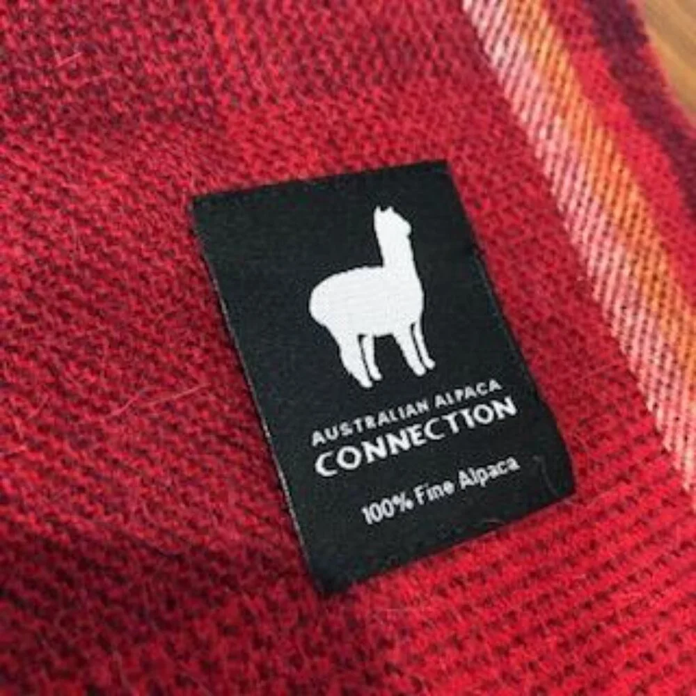 Australian Fine Alpaca Connection Plaid Wrap Scarf.